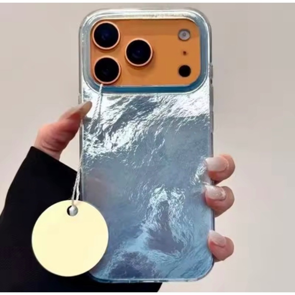 iPhone 17 Pro Clear Blue Metallic Ice Texture Phone Case New